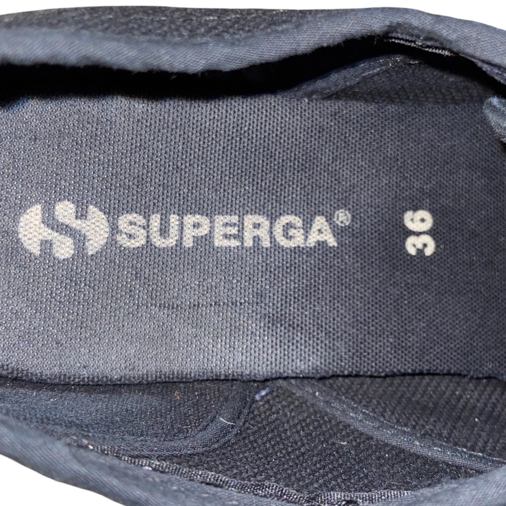 SUPERGA Black Canvas Low Classic Sneakers Size 6 - Picture 12 of 15